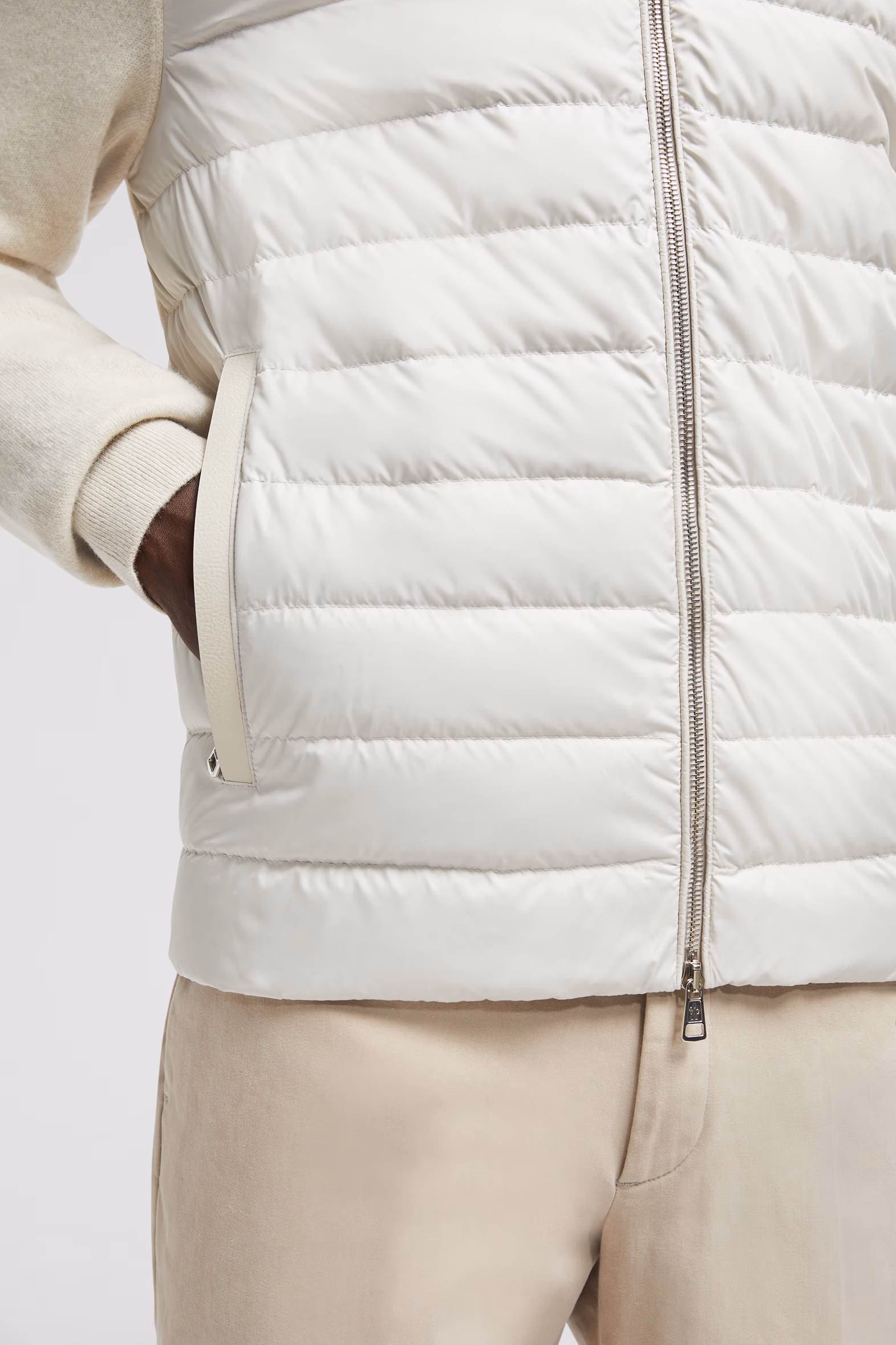 Padded Wool & Cashmere Zip-Up Cardigan Men White Moncler 6